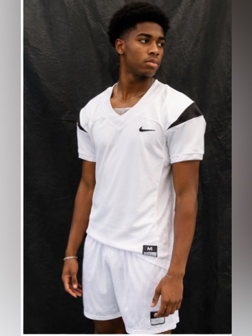 Nike Men’s White Football Jersey with Black Accents - Picture 2 of 6
